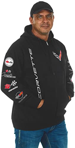 JH DESIGN GROUP Sweat-Shirt à Capuche zippé pour Homme Chevy Corvette C8 Collage Noir, Noir, L – vue 4
