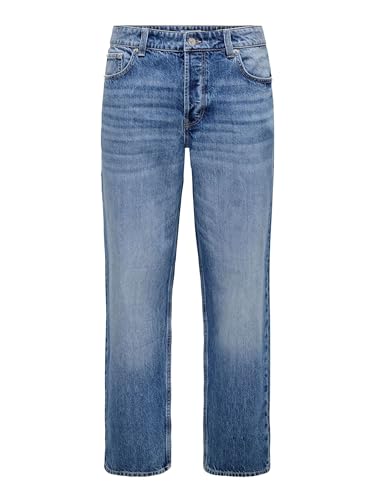 Only & Sons Jean à Coupe Ample ONSFADE Taille Moyenne Loose Fit Jeans Medium Blue Denim 34 34...