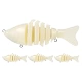 Homoyoyo 4pcs 7-Segment Jointed Hard Plastic Fishing Lures Unpainted Bionic Swimming Baits for Bass and Freshwater Fish, Multi-Jointed Crankbait Bait Set for Topwater and Bottom Fishing