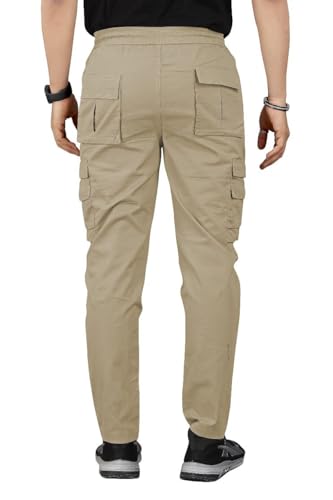Image of Men's Cargo Pants | Cotton Casual Trousers with Multi-Pocket Design | Comfortable Athletic