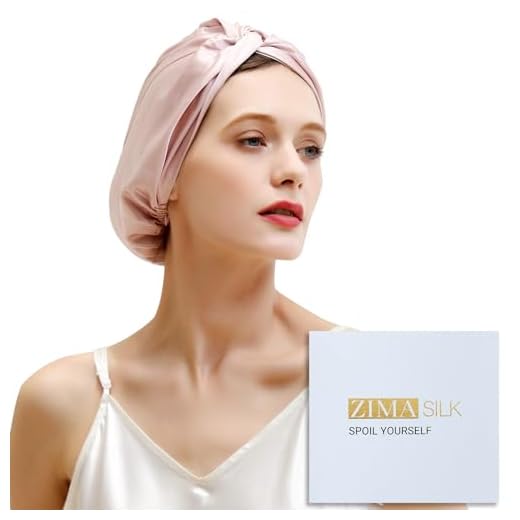 ZIMASILK 22 Momme 100% Mulberry Silk Sleep Cap for Women Hair Care,Natural Silk Night Bonnet with Elastic Stay On Head (1Pc, PINK)