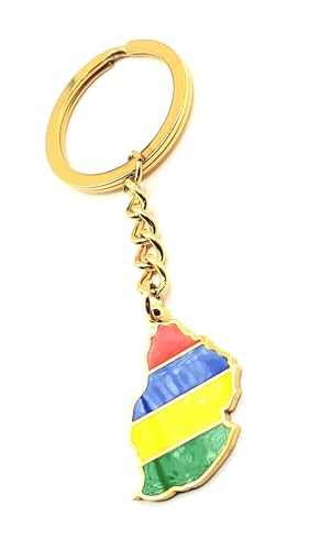 SNS Components Porte-clés en métal émaillé avec drapeau africain de l'île Maurice, multicolore, taille unique