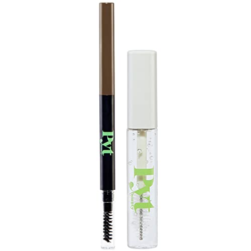 Pyt Beauty Defining Eyebrow Pencil, Taupe, For Light Brown, Gray & Red Hair And Clear Brow Gel, Bundle Deal #TOP23