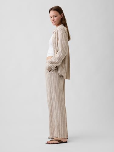 Image of Gap Womens Wide Leg Linen Pull on Pant
