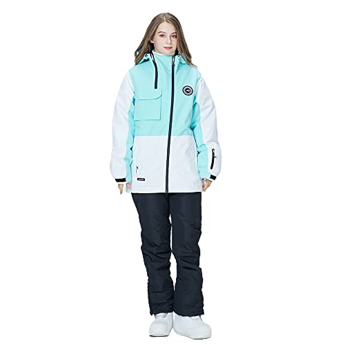 [HOTIAN] スノーボードウェア レディース スキーウェア 上下セット スノボウェア 全9色 7サイズ（XS～3XL） 耐水圧10000mm 撥水加工 防寒 ジャケット パンツ 2点セット（T139-2・L）