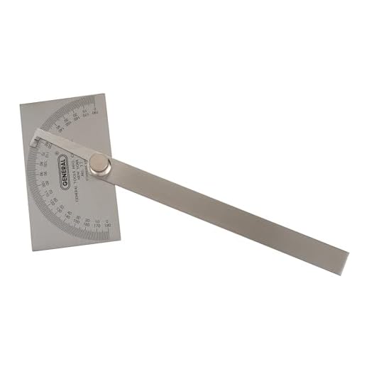 General Tools Angle Protractor #17 Stainless Steel Square Head - Measuring Tool for Carpenters & Woodworking Hobbyists