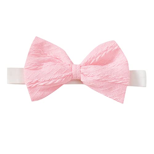 Image of Hopscotch Girls Polyester and Spandex Bow Applique Full-Sleeve Casual Dress with Headband in Pink Color