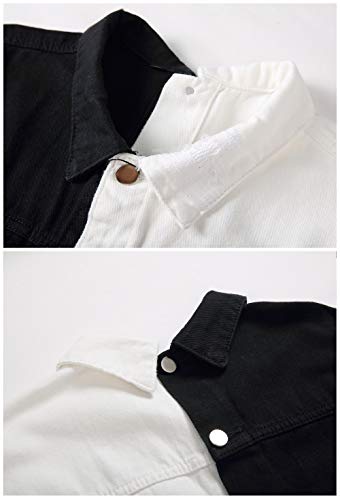 LZLER Jean Jacket for Men,Separable Left&Right Ripped Slim Fit Mens Denim Jacket3
