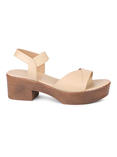 Image of Inc.5 Womens Beige Casual Open Toe Block Heels