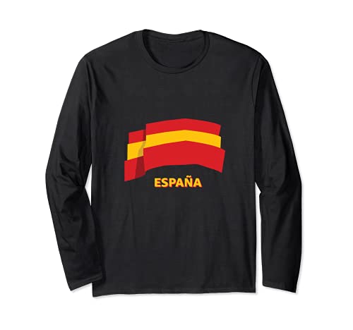 Spain Flag Long Sleeve T-Shirt, Black