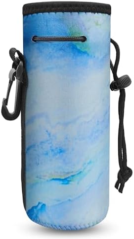 Water Bottle Carrier,Insulated Neoprene Water Gym Travel bottle Holder Bag Protector Sleeve Case Pouch Cover 0.6L or 0.75L, Great for Stainless Steel Bottles (BOELTE CASE- Blue marble) image 5