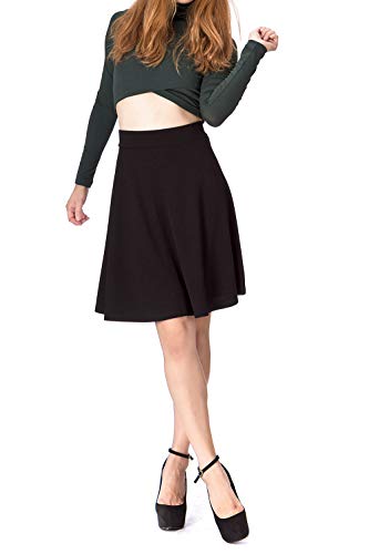 Dani's Choice Simple Stretch A-line Flared Knee Length Skirt3