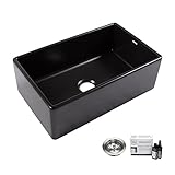 Sinkology Austen Farmhouse/Apron-Front 33 in. Single Bowl Fireclay Kitchen Sink in Matte Black with