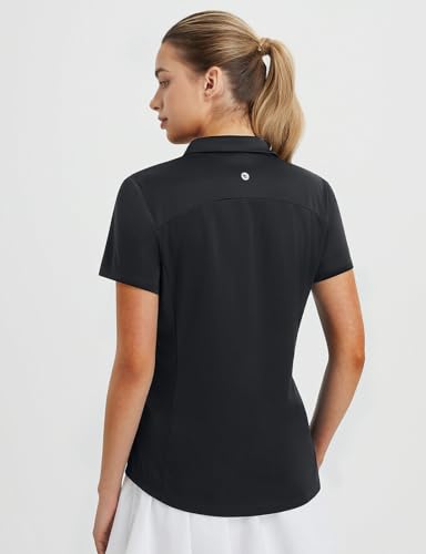baleaf Women's Golf Shirts Polo Collared V Neck Shorts Sleeve Tennis Shirt Lightweight Quick Dry UPF50+3