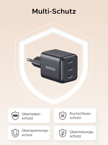 UGREEN USB C Ladegerät 30W, 3X USB-C-Port, GaN iPhone Netzteil – Ansicht 5