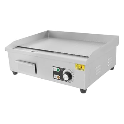 3000W Kommerzieller Elektrogrill aus Edelstahl und Eisen mit Ölabweiser, 50-300°C Einstellbare Temperatur Elektro Grillplatte Restaurantgrill, Elektrische Tischgrill mit Ölauffangbehälter