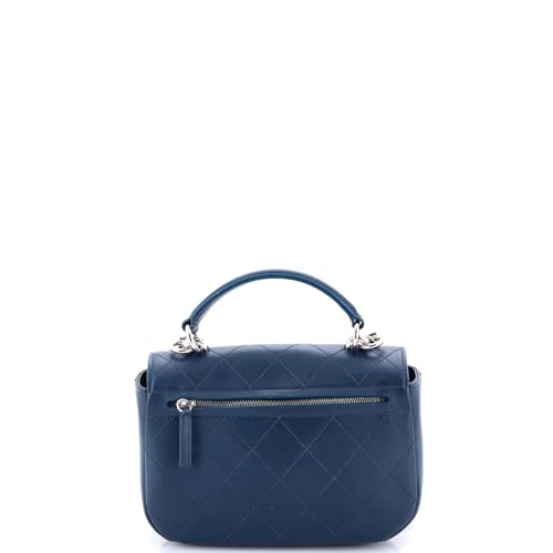 Pre-Loved Ring My Bag Top Handle Bag Stitched Calfskin Medium, Blue3
