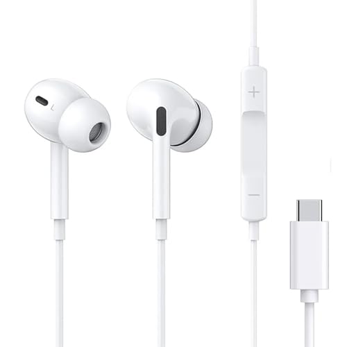 Image of Jxrev Wired Earphone with Mic & Volume Contorl USB-C Wired Headphone /Headset Compatible for Samsung Galaxy S22 Ultra /S22 Plus S22+ / S22 (White) � in Ear Stereo