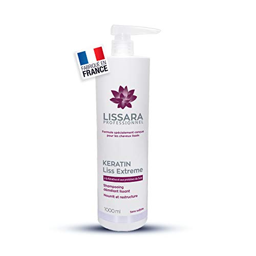 Shampoing Sans Sulfate - Sans Sel - Sans Paraben - à la kératine - Prolongateur Apres Lissage Brésilien - Fabriqué en France - 1000ml