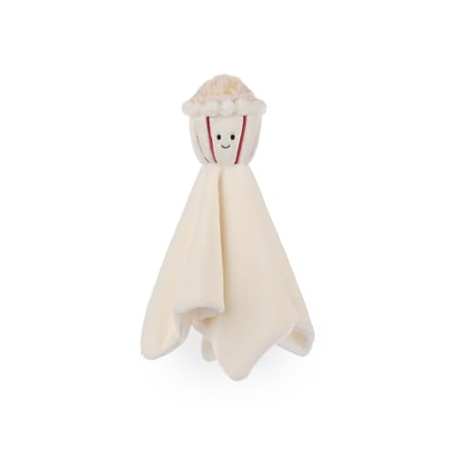Apricot Lamb Edredón cuadrado cilíndrico de palomitas de maíz caramelo suave para bebés, niños y niñas, manta de seguridad para bebés, bebés y niños pequeños, comida blanca, 14 pulgadas