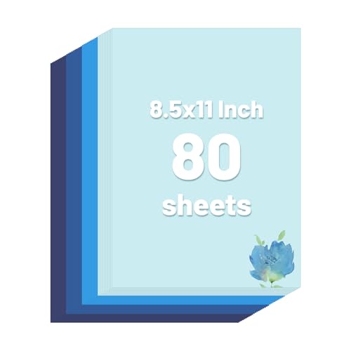 80 Sheets 8.5 x 11 Blue Cardstock 4 Assorted Blue Colored Card Stock Paper 65lb/180gsm Printer Paper Card Making DIY Crafts School Supplies Party Decorations Festive Decor.