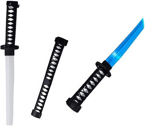 Sword Back Holster, 2 Light up Swords with Clanging Sound, Black Leather Ninja Hero Sheath, Weapons Holder for Anime Halloween Costume- Warrior Cosplay - Complete with Balaclava, (Ninja Mask) - Image 9