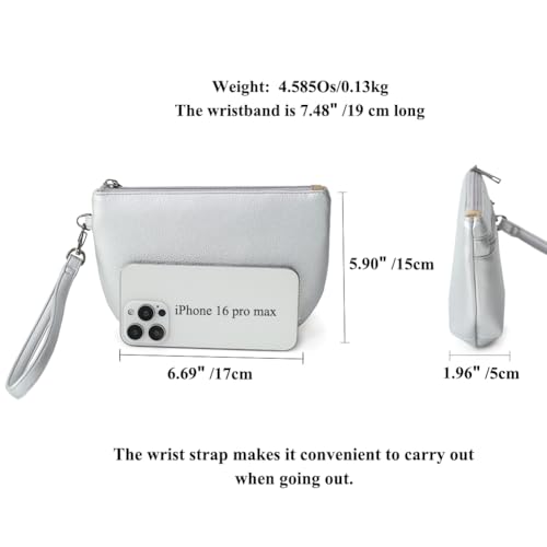 Image of Small Wristlet Wallets for Women, Zip Clutch Bag with Wristlet Pouch, 3-Zipper Original Design