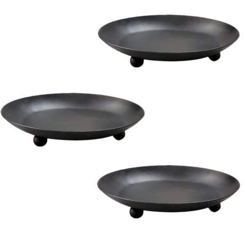 TABIAN Schwarz Kerzenhalter Duftkerzenfuß Eisen Kreative Dekoration Ornament Kerzentablett Säule Kerzenständer 3 Stück Tischdekoration Cover