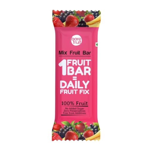 Image of BAREFRUIT 100% Mix Fruit Bar | Healthy Breakfast Diet Energy Snacking Bar For Kids & Adults | Plant Based Protein & Fibre - Rich In Vitamin A, C | No Added Sugar, Zero Preservatives | Pack of 18 (450g)
