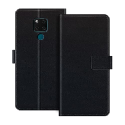 ESACMOT Funda de Cartera de Cuero Compatible con Huawei Mate 20 X 5G Funda Tipo Libro con Tarjetero y Soporte, Cierre Magnético, Estilo Folio Resistente a (Negro)