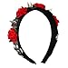 Shurhome Punk Buckle Flower Headband for Cosplay Parties 2000s Halloween Costume Hairhoop Rivet Studded Headbands Fashion Hairpiece