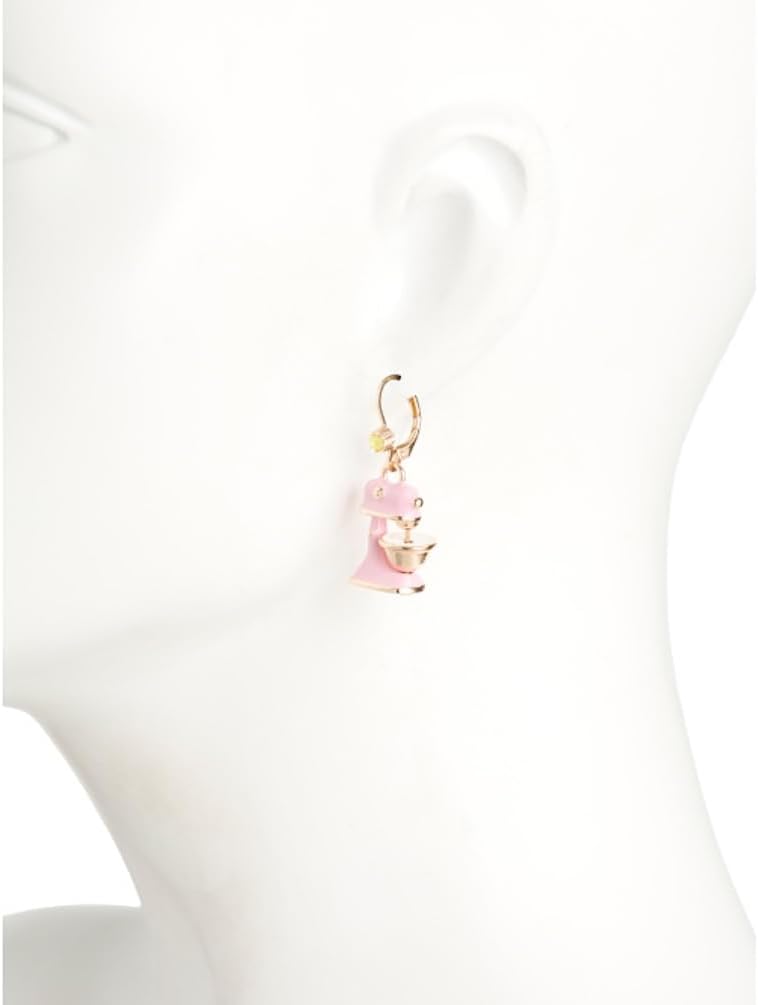 Betsey Johnson Mismatched Earrings, Pink Stand Mixer and Bunny Cupcake Design, Lever Back Closure