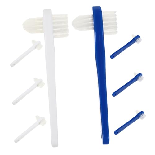 ORFOFE 8 piezas Cepillo para Prótesis Dental Doble Cabeza Antideslizante Limpieza Profunda Compacto y Portátil para Cuidado Bucal Diaria