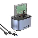 GODO M.2 NVMe/SATA SSD/HDD Expansion Dock, Dual-Slot Support for M.2 NVMe/SATA + 2.5-inch/3.5-inch SSD/HDD Adapter, USB-C Hard Drive Cloning Station and Card Reader, Supports Offline Cloning