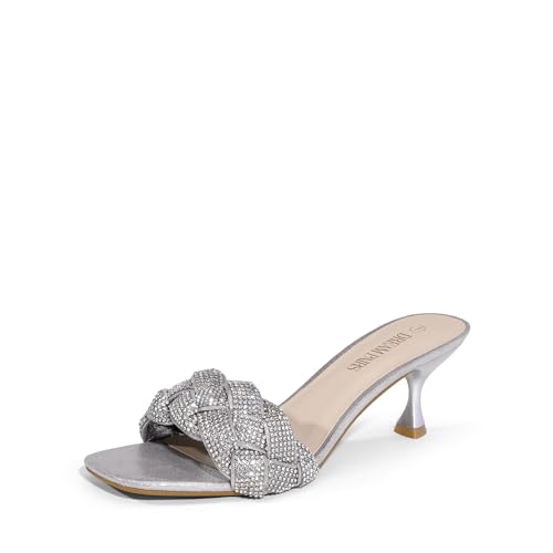 DREAM PAIRS Women’s Stilettos Heels Open Square Toe Comfort Low Kitten Heels Sexy Dress Pumps Sandals Evening Party Prom Dance Shoes