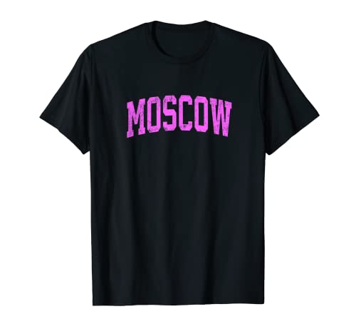 Moscow Idaho ID vintage Athletic Sports, design rosa t-shirt, Preto