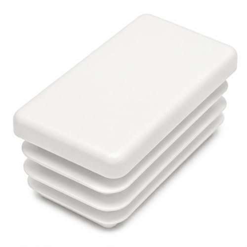 Image of (Pack of 10) Rectangular Plastic Plugs 25 /32 inch x 1-9 /16 inch (20 x 40 mm), Matt Tube Inserts, Fence Post Caps, Pure White RAL 9010