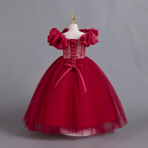 Girls Party Dresses Strapless Tie-Back Tulle Ball Gown for Holiday Events Flowy Princess Dress with Ruffled Hem3