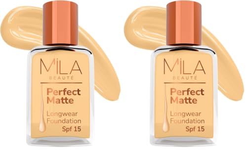 Image of Mila Beaute Perfect Matte Long Wear Foundation | High Coverage, Light Weight & Water Resistant I Oil Free Formula With SPF 15 & Vitamin E | Smooth Matte Finish | Keeps Skin Hydrated | Shade - ( 2 Natural Beige, 30ml)