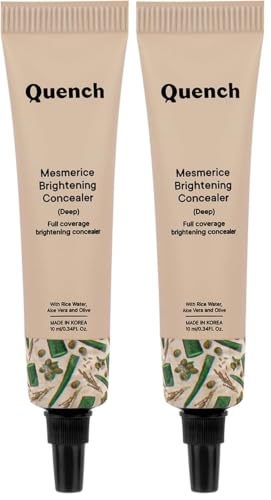 Image of QUENCH BOTANICS Brightening Natural Cream Concealer With Rice Water & Aloe Vera | Conceals Dark Circles & Brightens Under Eyes All Skin| Made In Korea (Deep), 10Ml (Pack of 2)