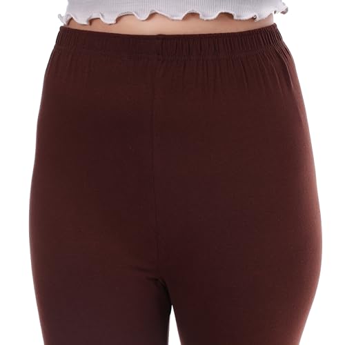 Image of TPF Women Solid Cotton Lycra Stretchable Leggings | Comfortable Ankle-Length Slim Fit Leggings for Women & Girls | Soft, Breathable Wear Bottoms