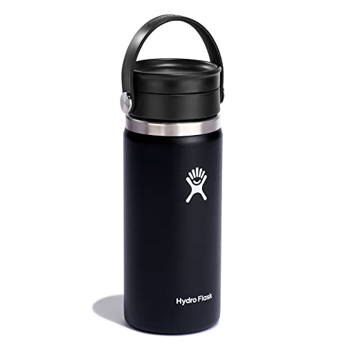 Hydro Flask Water Bottle - Insulated Stainless Steel - Wide Mouth Sip Lid, Non Spill, Leakproof in 16 Oz Black2