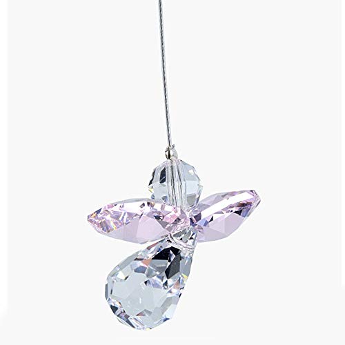 Swarovski Hanging Crystal Guardian Angel Birthstone Suncatcher OCTOBER - ROSE