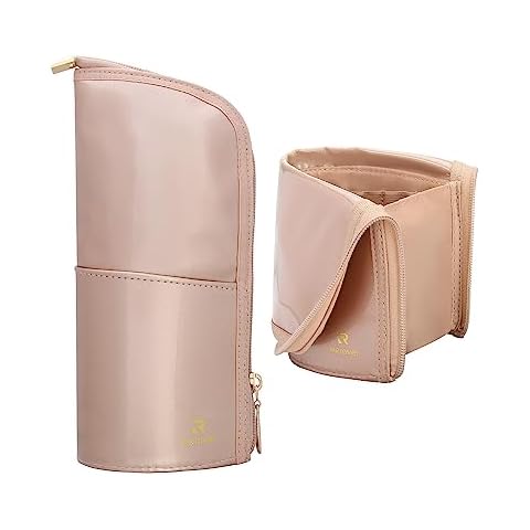 Makeup Brush Case Travel Makeup Brush Organizer Bag Portable Makeup Brush Holder Professional Cosmetic Artist Essentials Storage Bag Stand-up Foldable Makeup Tools Organizer (Rose Gold, Large) Cover