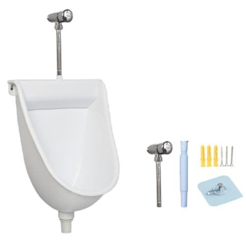 Quxxuol男性用壁掛けプラスチック小便器尿ダイバーターポータブル高効率洗浄小便器シンプルな子供用水なし小便器バスルームトイレ小便器壁掛け小便器家庭用バスルーム、公衆トイレ小便器 (タイプF,ブラック)