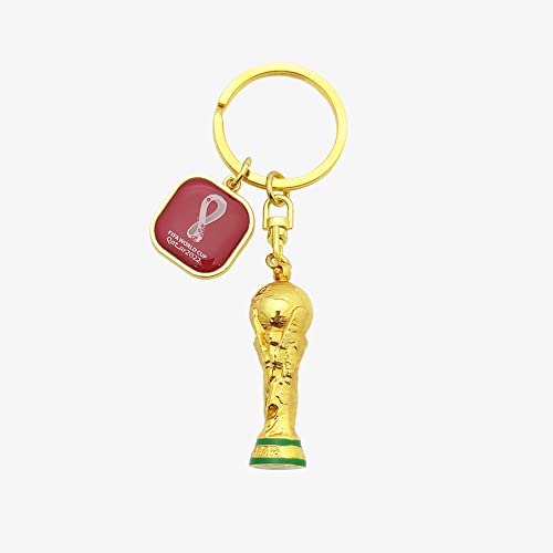 2022 FIFA WORLD CUP QATAR 3D Trophy Keychain With Official Emblem - Own a Collectible Version of World Soccer's Biggest Prize, Gold, One size