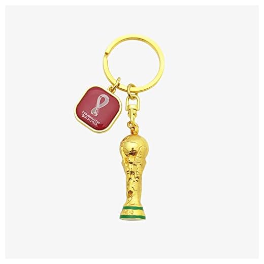 Llavero de trofeo 3D de la Copa Mundial de la FIFA Qatar 2022 con emblema oficial, posee una versión coleccionable del premio más grande del fútbol mundial, Oro