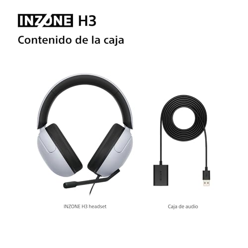 Sony INZONE H3 - Auriculares para gaming, sonido espacial 360 para gaming, micrófono boom, para PC/PlayStation5, color blanco