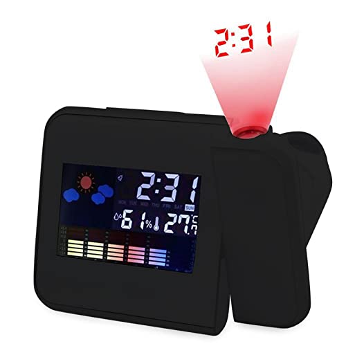 Pstuiky Creative Lcd Projection Digital Weather Alarm Clock Led Backlight Color Display Desk Time Display Weather Function Alarm Snooze Alarm Clock Home Decor 2023 #TOP4