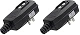 ELEGRP G1215PM G20PMSR Patented Auto-Monitoring GFCI Replacement Plug Assembly, Manual Reset 15 Amp Grounded 3 Wires 3-Prongs for Power Tools, Lawn Equipment etc, UL Listed, 2 Pack, Black